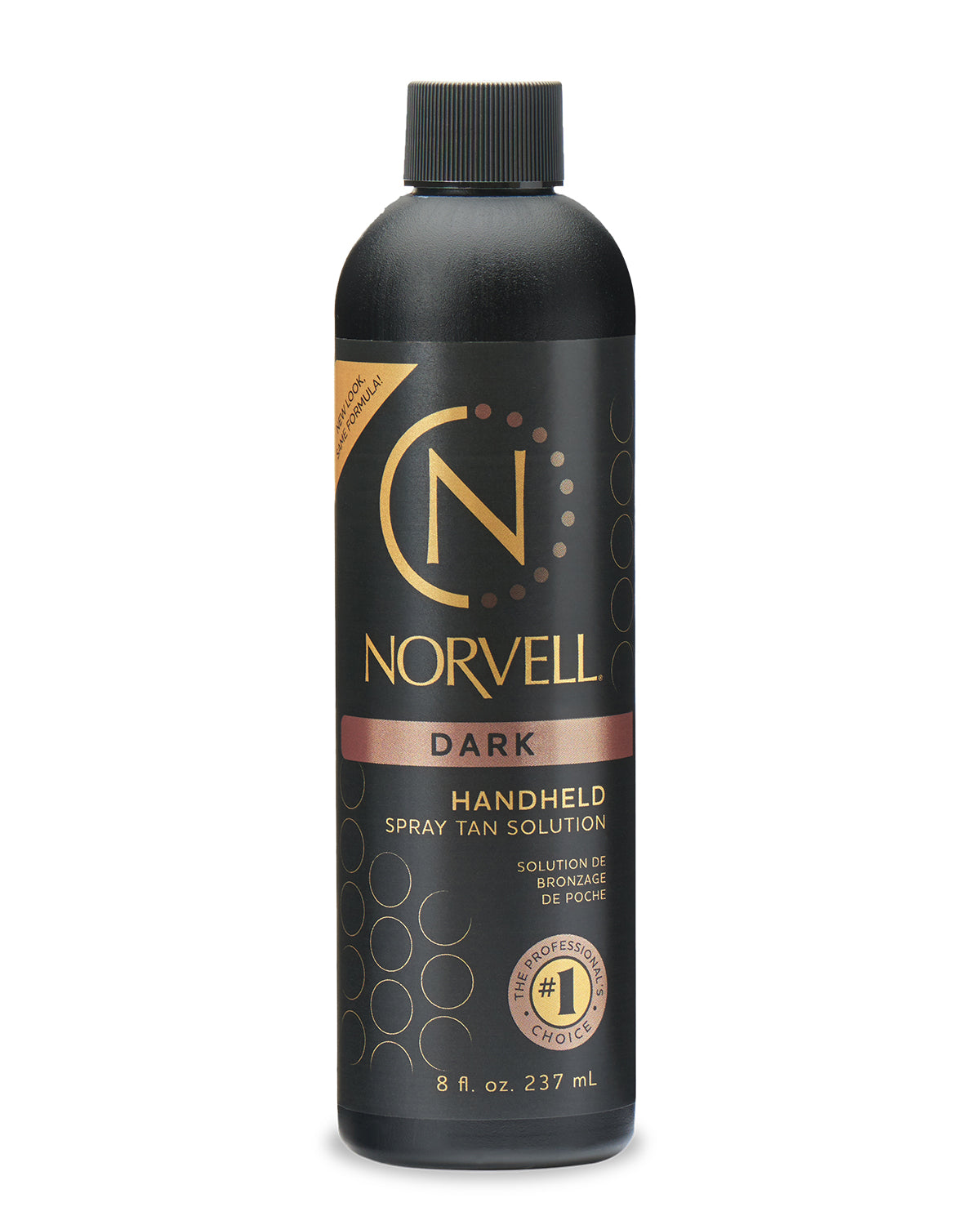 Front view of Norvell Dark Professional Spray Tan Solution 8oz Bottle on a white background