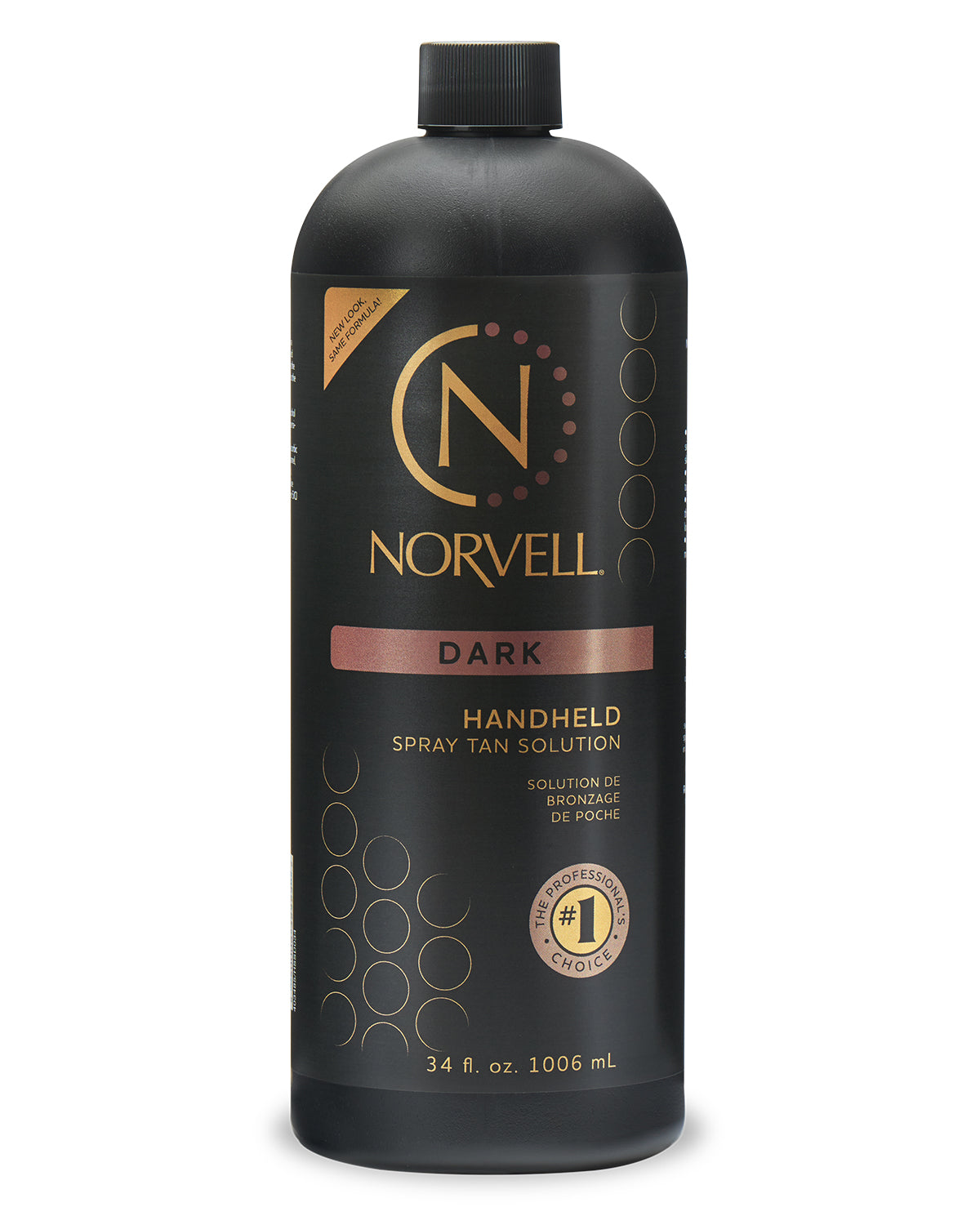 Front view of Norvell Dark Professional Spray Tan Solution 34oz Bottle on a white background