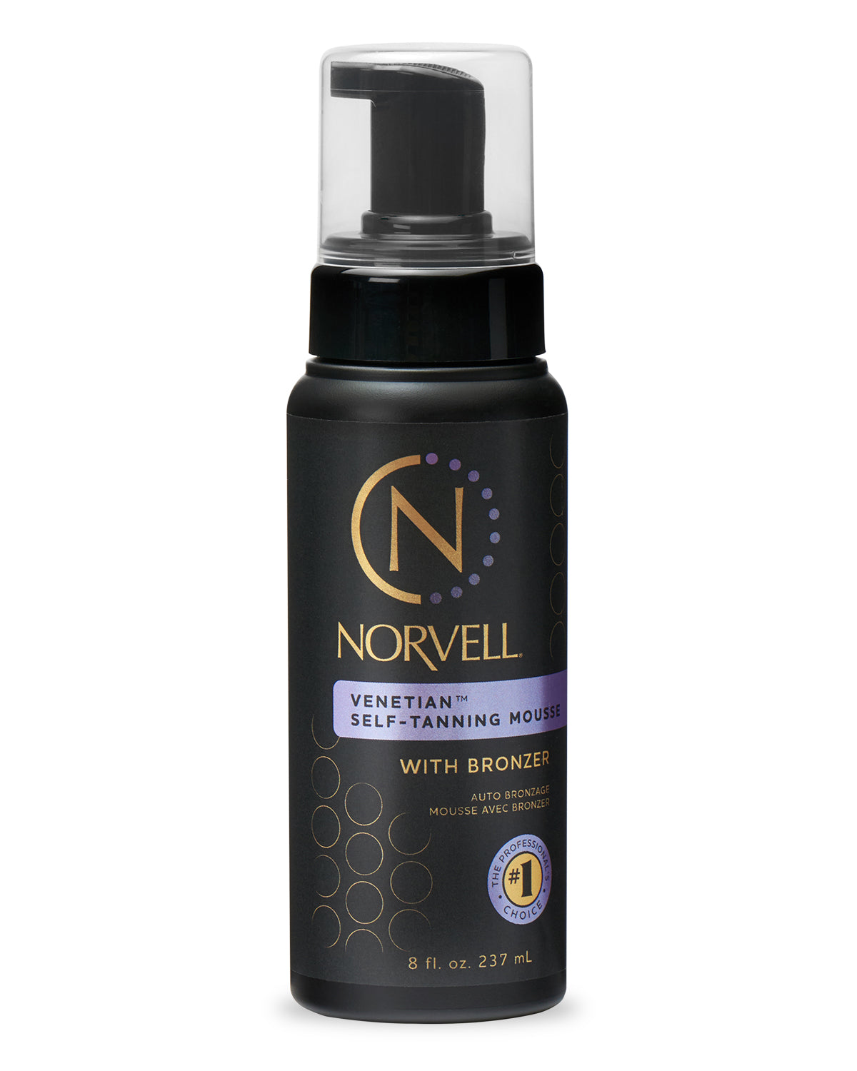 Front view of Norvell Venetian Instant Self-Tanning Mousse 8oz Bottle on a white background