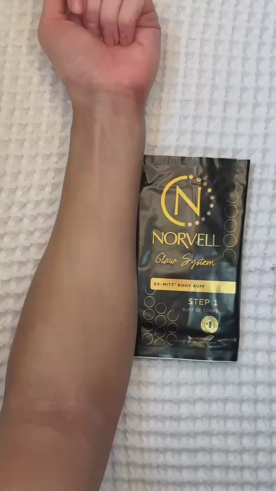Norvell Exmitt exfoliator to prep for a flawless tan